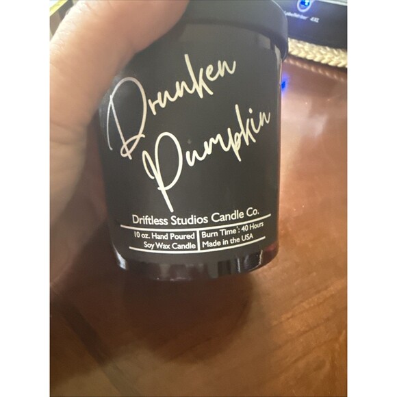 Driftess Studios Drunken Pumpkin Candle 10oz 4” Tall Glass Container - Picture 2 of 3
